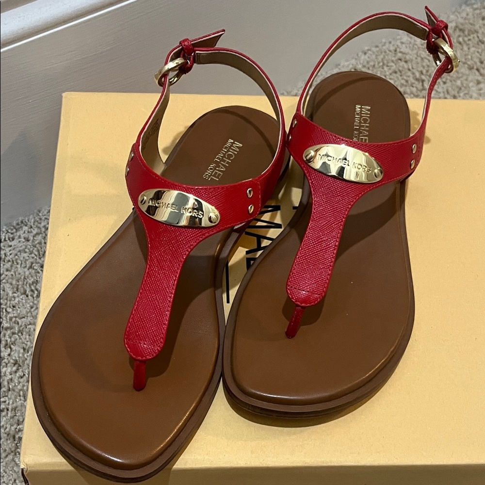 Michael Kors Red and Brown Sandals - Picture 2 of 3
